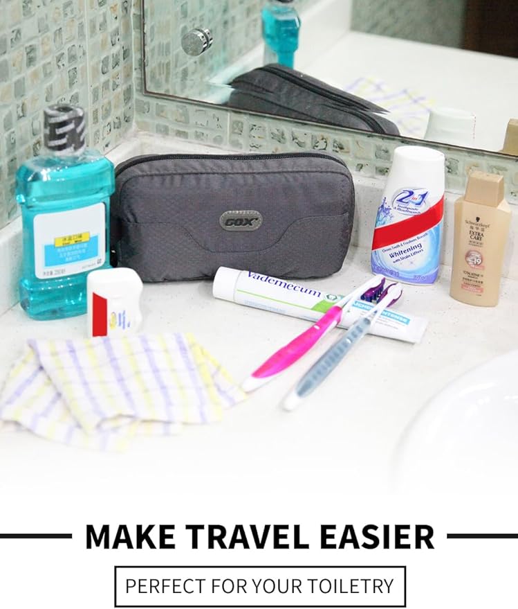 GOX Travel Toiletry Bag Dopp Kit Case for Men Multifunction Packing Organizer Pouch(Grey)