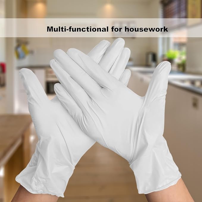 Disposable Gloves Small, Nitrile and Vinyl Blend Material Gloves, Latex Free 4 Mil 1000 Pc Food Grade Glove for Cleaning, Food Prep, Hair Dye, Tattoo, White