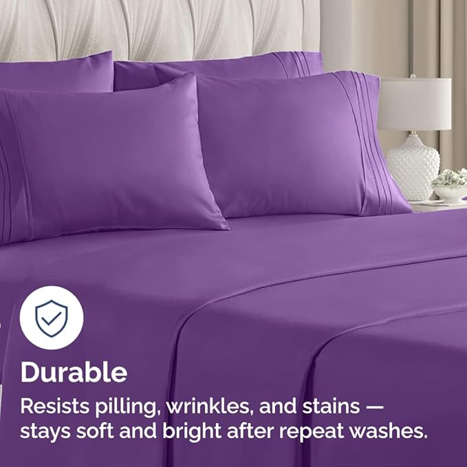 King Pillow Cases Set of 8 - Ultra Soft Hotel Quality Pillowcase Covers - Comfy & Wrinkle Free - Shrink, Stain and Fade Resistant - Easy-Care, Machine Washable Pillow Protectors - 8 Piece Set - Purple