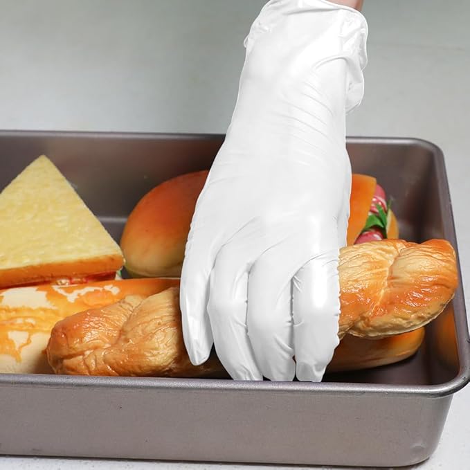 Disposable Gloves Large, Nitrile and Vinyl Blend Material Gloves, Latex Free 4 Mil 1000 Pc Food Grade Glove for Cleaning, Food Prep,Hair Dye,Tattoo, White
