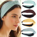 Wide Knotted Headbands, Non-Slip Hair Accessories for Women, 4-Pack (Brown Ginger Sage Green Mint)