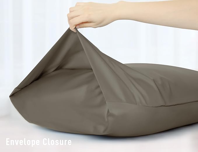 Sunflower Body Pillowcase 100% Cotton Long Pillow Cover/Case Envelope Closure 1 Pack, 21×54 inches Taupe Gray, Soft and Breathable