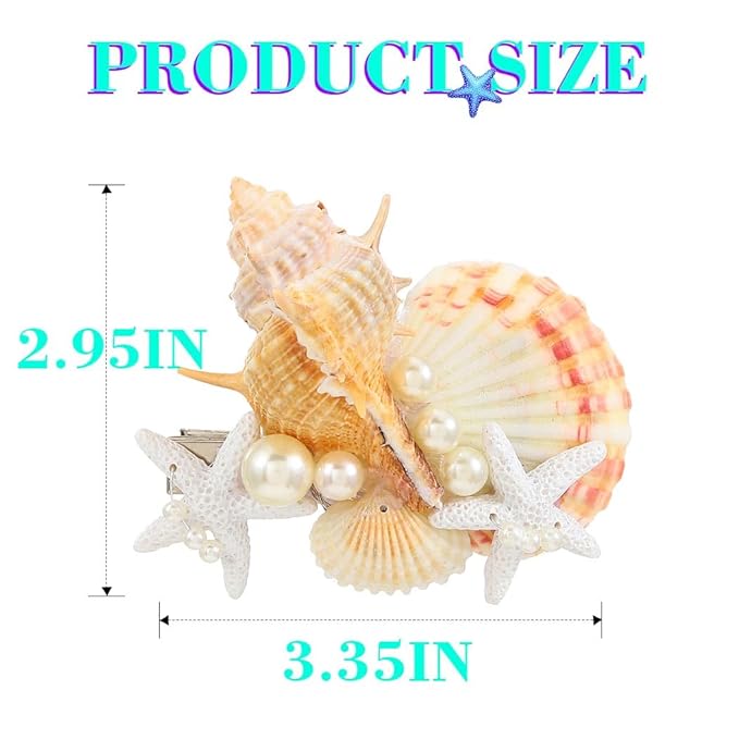 JAKAWIN Light Up Mermaid Hair Accessories Seashell Hair Clips Ocean Starfish Clip for Women