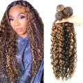 Highlight Bundles Human Hair P1B30 Deep Wave Bundle Brazilian Virgin Remy Hair 3 Bundles 18 20 22 Inch Niegmeag Double Weft 2 Tone Black and Light Brown Deep Wave Bundle