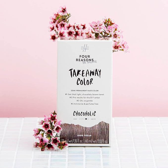 Four Reasons Original Takeaway Color - Chocoholic – 6.35 Warm Brown - Demi-Permanent Hair Color - Ammonia-Free and Fragrance-Free Hair Dye - 100% Vegan & Cruelty Free