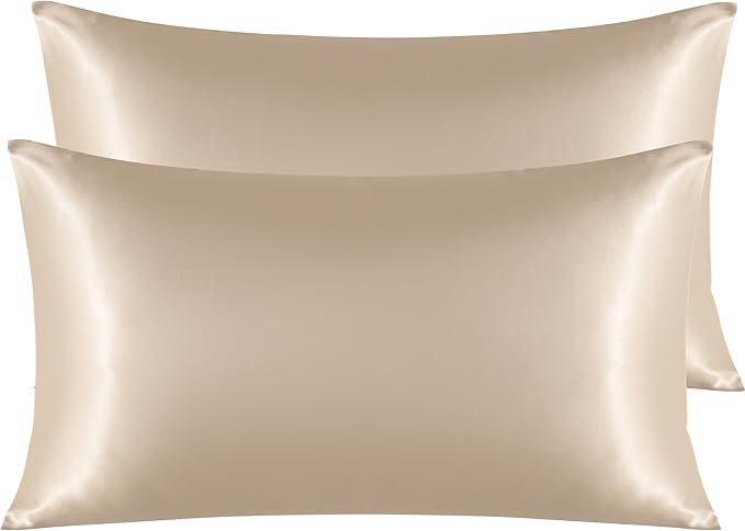 NTBAY 2 Pack Satin King Pillowcases for Hair and Skin, Luxurious and Silky Pillow Cases with Envelope Closure, 20x36 Inches, Taupe