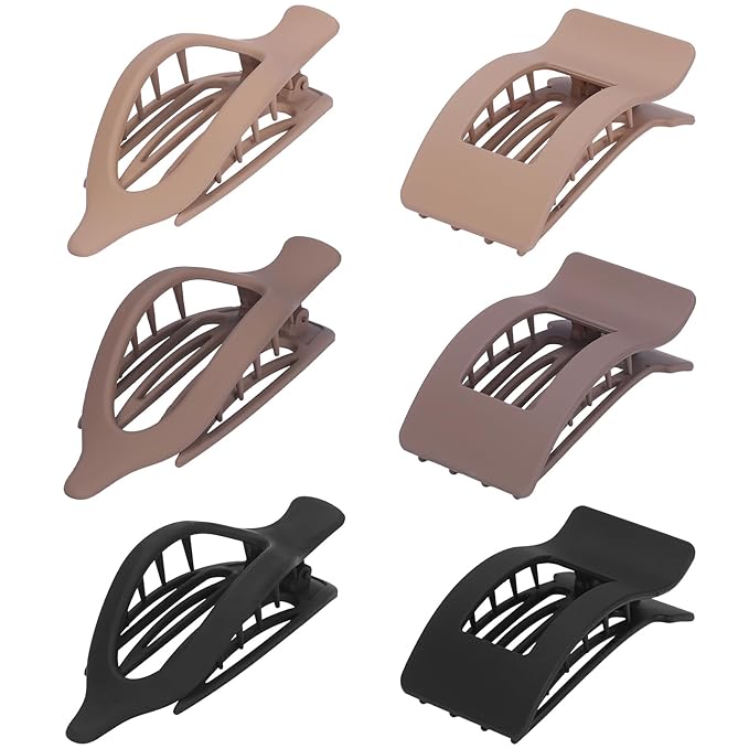 6 Pack Flat Hair Clips for Women Girls, French Flat Claw Clips for Think Hair Thin Hair with Strong Hold, Non-Slip, Matte Classic Barrettes for All Hair Styling