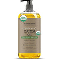 Majestic Pure Organic Castor Oil 8 Fl Oz - 100% Pure and Natural - Premium Grade Carrier Oil - Hair, Eyelashes and Eyebrows - Hair Oil and Body Oil - Cold Pressed - Hexane Free