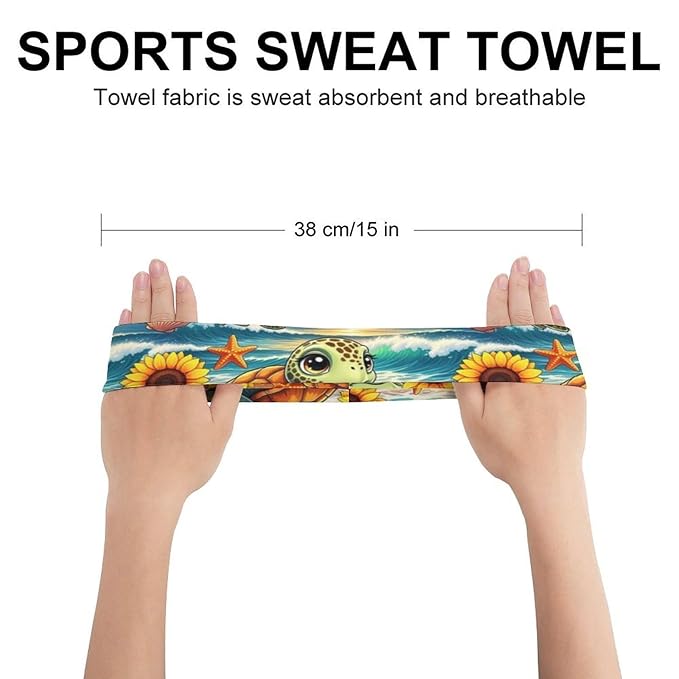 Sunflower Beach Turtle Headbands for Women, Men Elastic Soft Hair Bands for Workout, Yoga, Running, Fitness