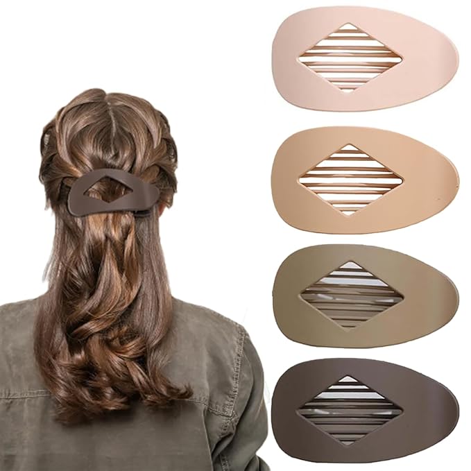 Flat Hair Claw Clips for Women,Matte Medium Hair Clips for Thick & Thin Hair- Comfortable Everyday Use for Office, Yoga, Party & Casual Styling (4PCS I)