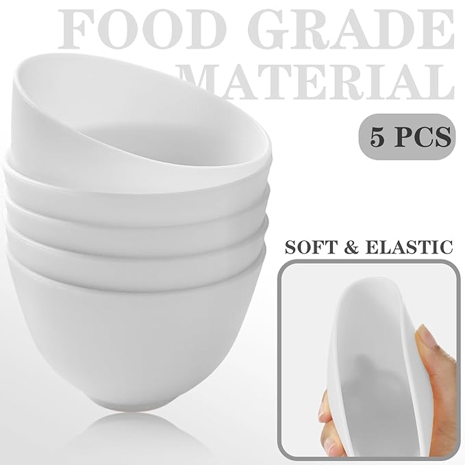 7Pcs Silicone Facial Mask Bowl DIY Face Mask Mixing Bowl for Home Salon Spa Face Skin Applicator Bowl, White