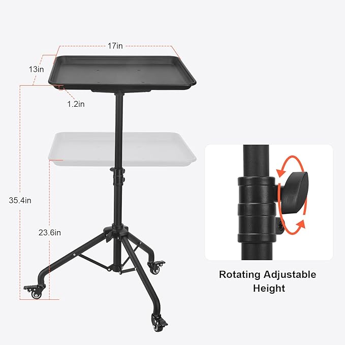 Salon Tray Cart Salon Rolling Tray, Tattoo Tray with Wheels Adjustable Height, Service Storage Tray Trolley for Beauty Clinic Spa