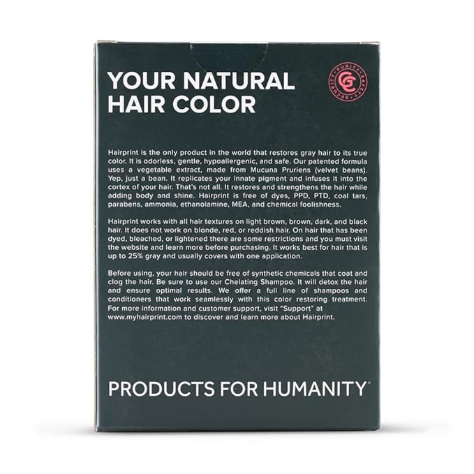 Hairprint True Color Restorer in Brown | Patented for Restoring Gray Hair | Replenishes Natural Pigment | Adds Body, Strength, & Texture | At-Home Treatment | Dye-Free & Non-Toxic