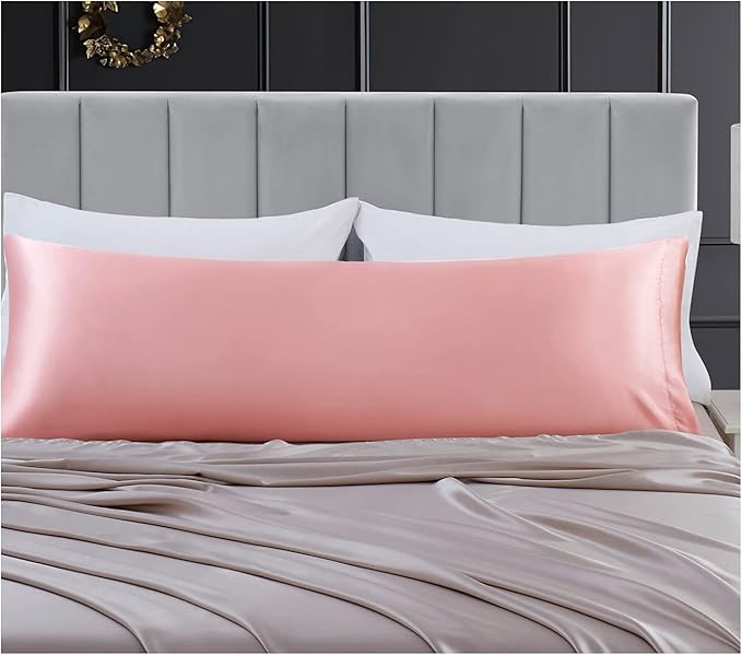 Aormenzy Satin Body Pillow Cover Set of 2, 20x54 Inches Champagne Case for Adults, Silky Soft & Cooling Pillowcase With Envelope Closure