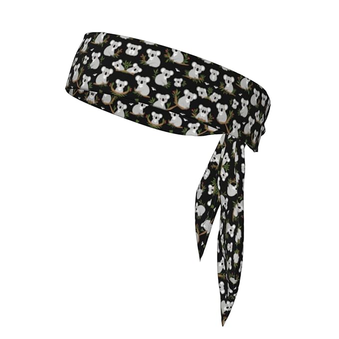 Men's Women Leaves Flowers Cartoon Koala Sports Sweatband Multipurpose Novelty Head Ribbon Headdress for Yoga Athletic Spa