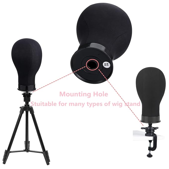 Wig Head 23Inch Canvas Block Head Wig Stand with Mannequin Head for Making Wigs Display Styling