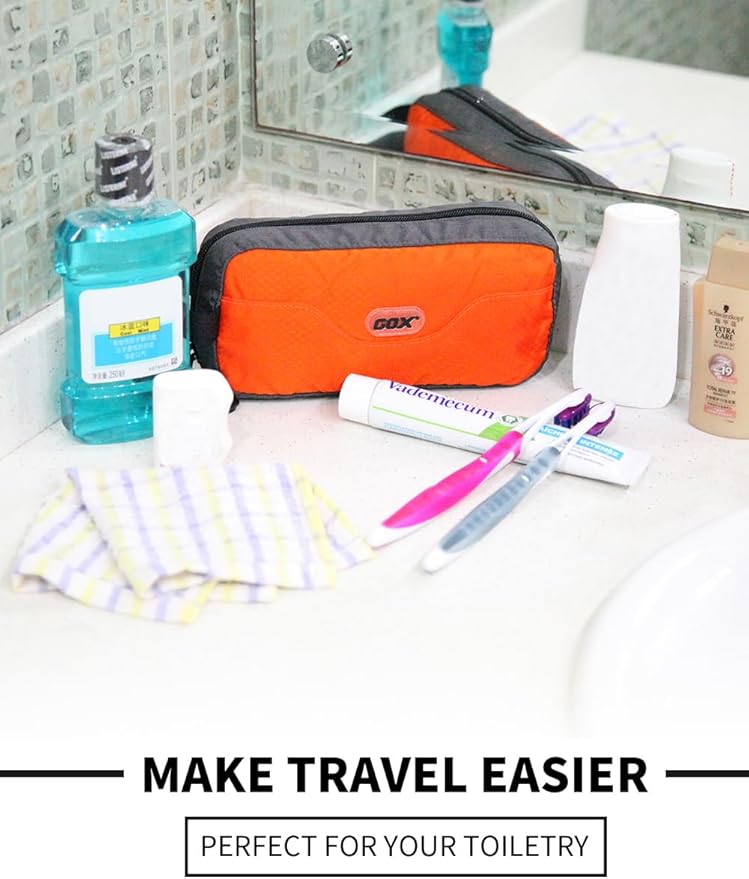 GOX Travel Toiletry Bag Dopp Kit Case for Men Multifunction Packing Organizer Pouch(Orange)