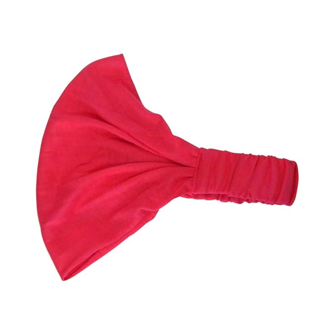 Set of 3 Wide Cotton Head Band Solid Boho Yoga Style Soft Hairbands Hot Pink Orange Yellow