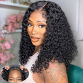 GOLFMAX 16 Inch Glueless Wigs Human Hair Pre Plucked Pre Cut Curly Bob Wig Human Hair Wear And Go Glueless Wigs 4x4 Lace Closure Short Human Hair Wig