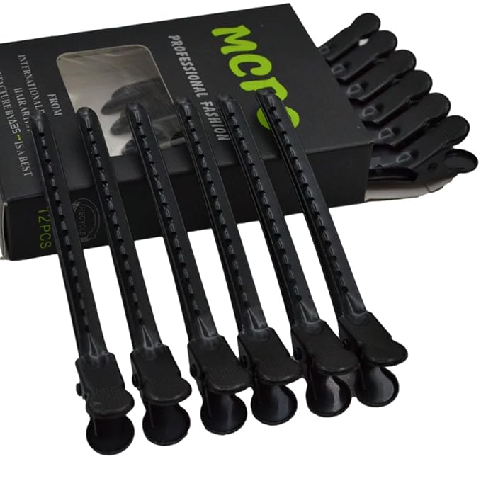 12 Pcs Metal Duckbill Hair Clips for Hair Sectioning Alligator Hair Clips for Styling Dividing Duck Bill Clips with Anti-Slip Holes Salon Barber Styling Tools