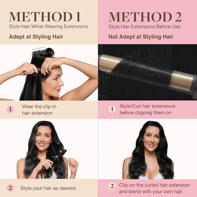 GOO GOO Clip in Hair Extensions Real Human Hair, Remy Human Hair Extensions Clip ins for Women, Natural Human Hair, 14inch 110g 7Pcs, 1 Jet black