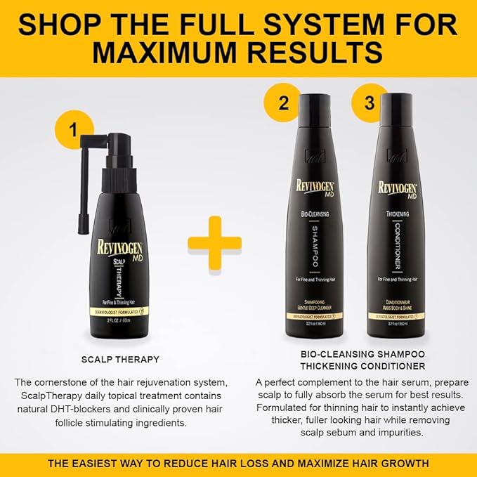 Revivogen MD Bio-Cleansing Shampoo and Conditioner for Thinning Hair, DHT Blocker Shampoo, Hair Loss Shampoo, Shampoo Thinning Hair, Conditioner for Thinning Hair, Hair Loss Conditioner 12oz