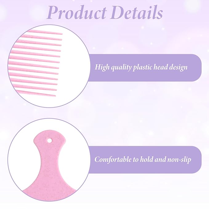 Hair Picks for Women, 3 Pcs Hair Pick Comb Plastic Wide Tooth Afro Picks for Women Curly Detangling Hairstyling Tools (Macaron Color)