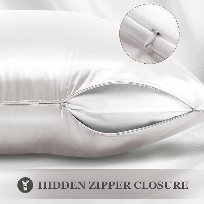 Adubor 100% Silk Pillowcase - Mulberry Silk Pillow Cases, 23 Momme 6A Grade Fibers, Silk Pillow Case for Hair and Skin Health, with Hidden Zipper (Queen 20''x30'', Lvory White, 1PC)