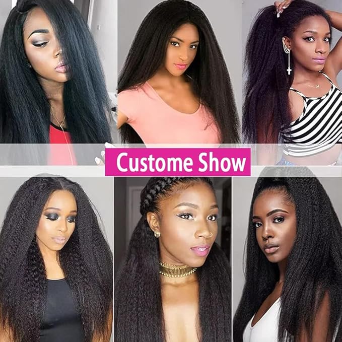Seamless Kinky Straight Clip in Hair Extensions for Black Women Brazilian Virgin Human Hair Extensions 8Pcs Seamless Clip ins Human Hair with 18Clips Invisible PU Skin Weft 120g 18inch Natural Black
