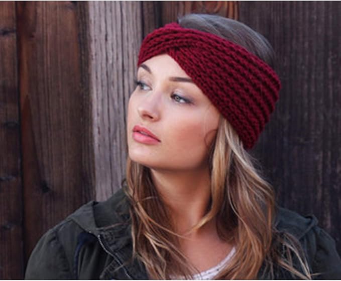 DRESHOW Knit Crochet Headband for Women Ear Warmer Soft Turban Stretch Warmer Headbands Winter Fashion Head Wrap