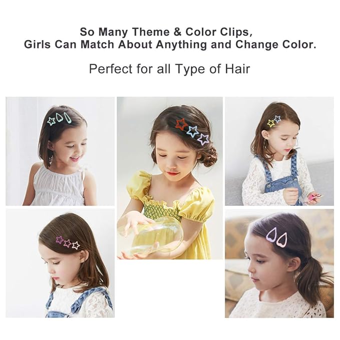 KUBOM 100 Pcs Star Hair Clips Non-slip Toddlers Colorful Cute Mixed Color Metal Hair Barrettes Hair Accessories for Women Girls