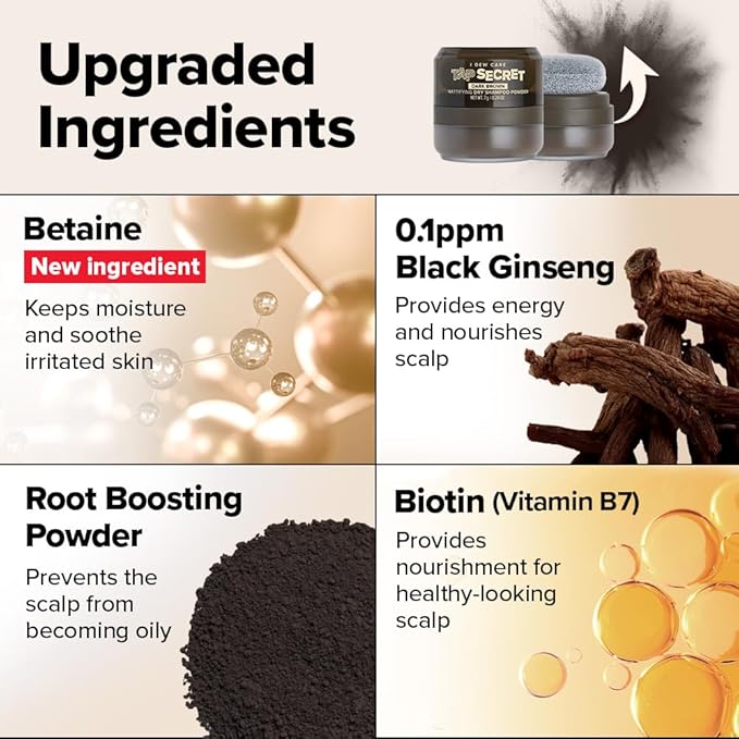 I DEW CARE Biotin Clarifying Dry Shampoo - Tap Secret Dark Brown Duo Set | Strengthening & Volumizing, Powder Type, Travel size, Non-aerosol, Brunette, Korean Ginseng, Stocking Stuffers, 0.26 Oz * 2ea