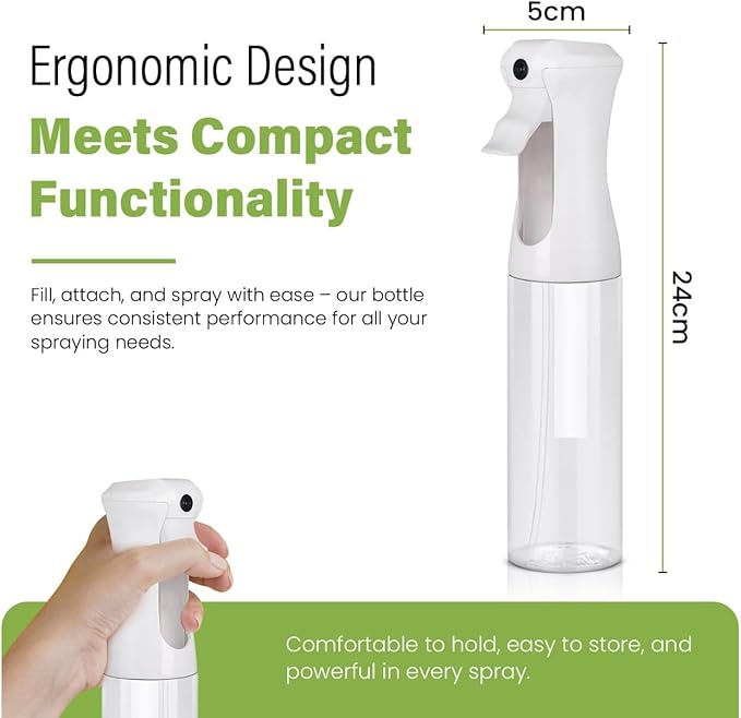 VigorPath Continuous Spray Bottle for Hair – Fine Mist Mister for Hairstyling, Cleaning, Plants, Pets, Barbers, Salons, and Essential Oil Applications (150ml/5 oz) Clear 2 Pack