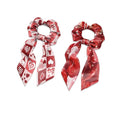 Gnomes Heart Toddler Bow Hair Ties No Damage Pack of 2 Checkered Scrunchies Hair Ties for Women Accessory Valentine's Theme Scarf Scrunchy