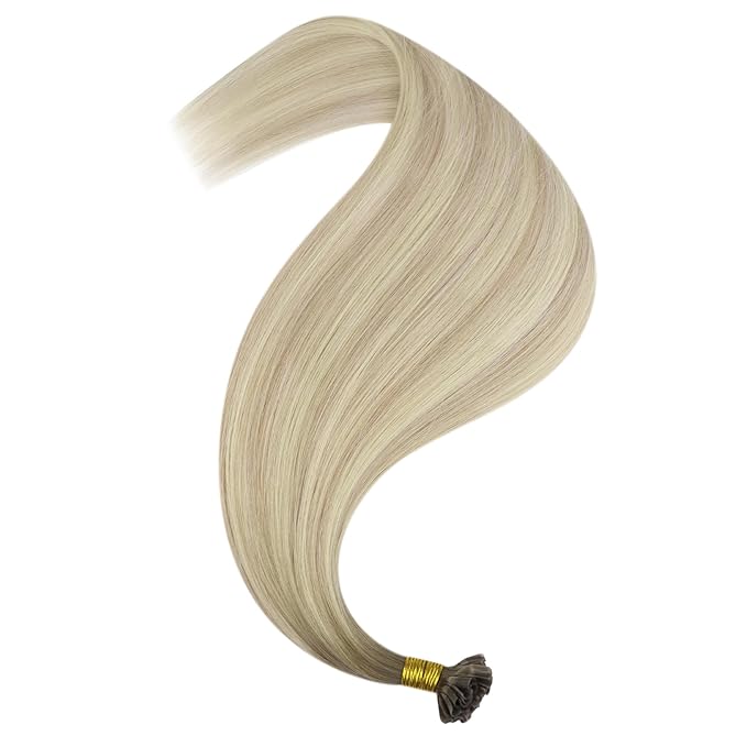 YoungSee Utip Balayage Hair Extensions Real Human Hair Balayage Ash Blonde Ombre Platinum Ombre U Tip Hair Extensions Hot Fusion 18In 1G/S 50G