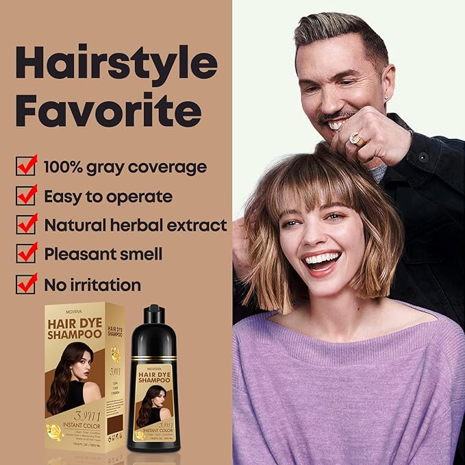 Hair Dye Shampoo 3 in 1, Blonde Brown Hair Dye for Men & Women, Long Lasting Hair Color for Gray Hair Coverage, Easy to Use, Shampoo for Color Treated Hair Dye 16.9 Fl Oz (Blonde brown)