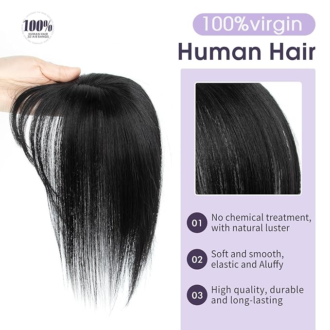 14 Inch Hair Topper For Women Real Human Hair Invisible Hairpiece for Thinning Hair, Jet Black Real Human Hairpiece for Women