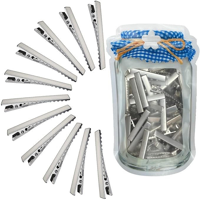 HiJeaton 90Pcs Alligator Hair Clips for Bow Making, 4.6cm/1.8" Metal Gator Clips, Large Plain DIY Supplies for Crafts and Hairdresser