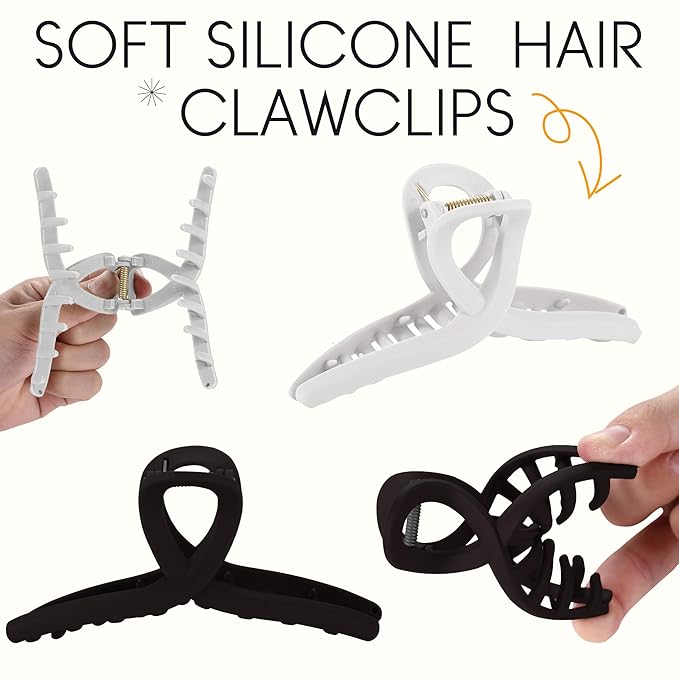 4Pcs Cloud Claw Clips for Women, 4.7 Inch Non-Slip Strong Hold Hair Claws, Unbreakable & Durable TPEE-Silicone Blend, Large Bendable Cozy Hair Clip for Thin/Thick/Curly Hair, All-Day Comfort