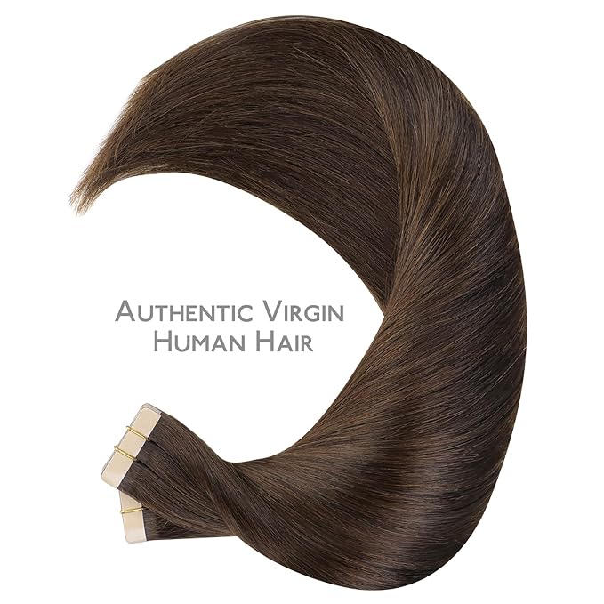 Wennalife Tape in Hair Extensions Human Hair, 40pcs 100g 16 inch Chocolate Brown Hair Extensions Real Human Hair Straight Tape in Extensions Invisible Human Hair Extensions Reusable Hair Extensions