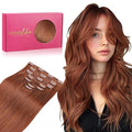 WENNALIFE Clip in Hair Extensions Real Human Hair, 20 Inch 120g 7pcs Clip in Hair Extensions Real Human Hair, Dark Auburn Copper Human Hair Clip in Extensions Remy Human Hair Extensions Clip Ins