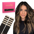 WENNALIFE Tape in Hair Extensions Human Hair Balayage Natural Black to Chestnut Brown, 10pcs 30g 22 inch Remy Invisible Tape Ins Straight Soft Real Human Hair Tape in Extensions