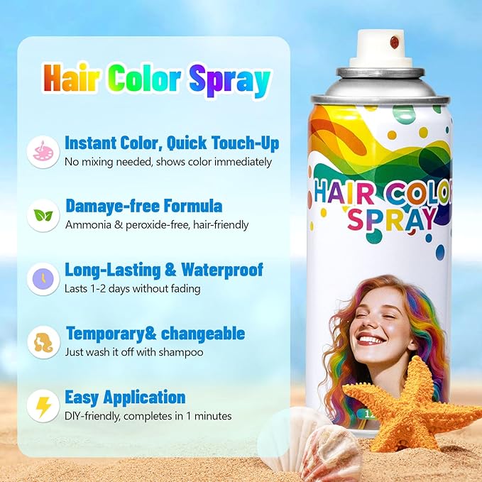 Blue Temporary Hair Color Spray - Washable & Natural One-Time Use Hair Wax for Women & Kids & Adults - Strong Hold for Halloween, Cosplay, Party, Washes Out Easily