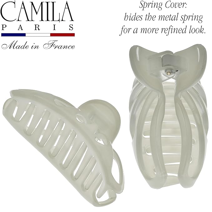 Camila Paris CP3638 French Hair Clip for Women Thick Hair for Long Curly Wavy Hair, Gray, Girls Hair Claw Clips Fashion Styling Hair Accessories for Women, Strong Hold No Slip Grip, Made in France
