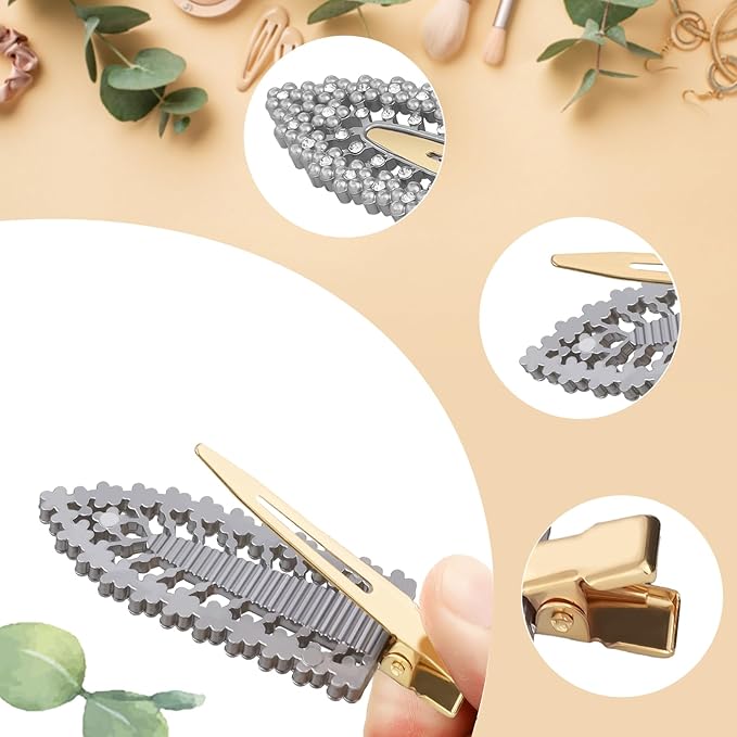 2PCS Rhinestone Hair Clips,Snap Hair Accessories,Decorative Hair Clips,Rhinestone Barrettes For Women Girls(SET21)
