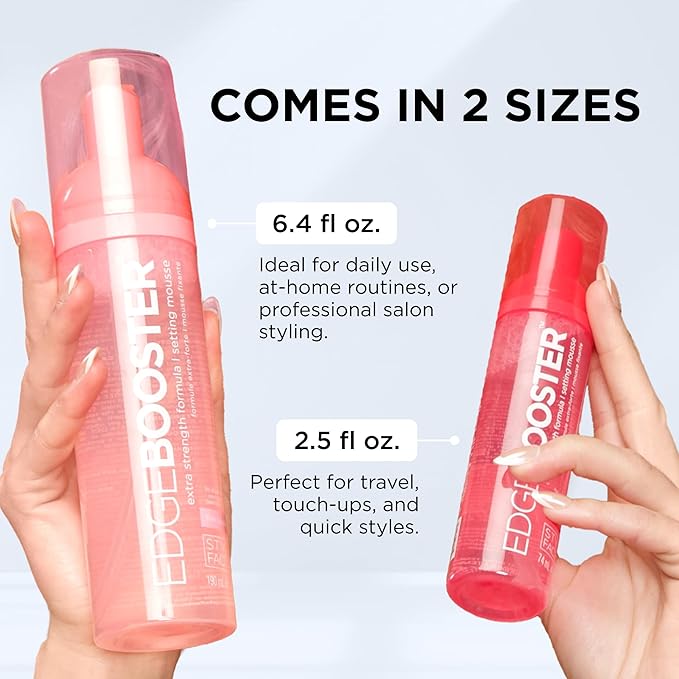 Style Factor EDGE BOOSTER Extra Strength Setting Mousse Travel Size – Frizz Control, Extra Volume, and Conditioning – 2.5oz Hematite Mousse for Curly Hair