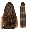 SUYYA Tape in Hair Extensions Human Hair Balayage Darkest Brown to Light Brown 12 Inch 40g/pack 20pcs Straight Seamless Skin Weft Tape in Real Human Hair Extensions(12inch #P2/8/T2)