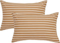 JELLYMONI 100% Natural Cotton Striped King Pillowcases Set, 2 Pack Rust and White Stripes Pattern Printed Pillow Covers with Envelope Closure(Pillows are not Included)