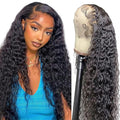 180% Density Deep Wave Lace Front Wigs Human Hair 13x4 Deep Wave Frontal Wig Curly Wigs for Women Pre Plucked with Baby Hair HD Transparent Lace Front Wigs(13x4 deep wave wig,20 Inch)