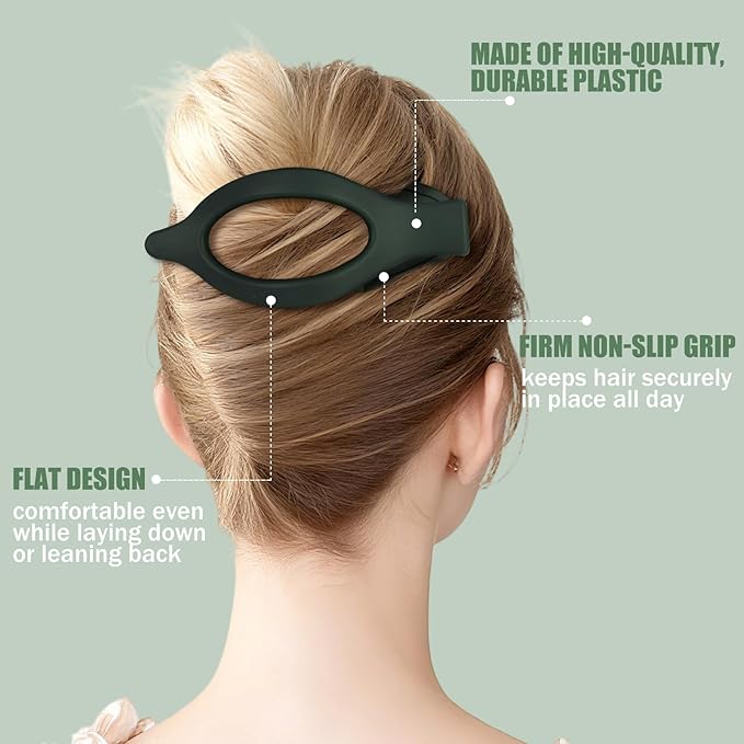 Flat Hair Clips for Women - 6 PCS French Flat Claw Clips Medium Hair Clips for Girls Large Hair Claw Clips for Thick or Thin Hair Strong Hold No Slip Hair Accessories for women (Green)